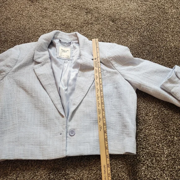 Abercrombie & Fitch Blue Tweed Cropped Blazer Size Large - Picture 7 of 7